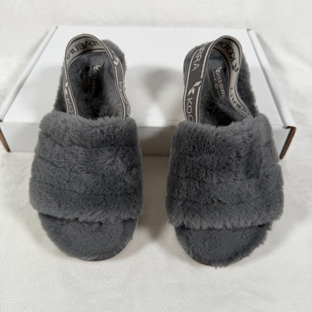 Koolaburra By UGG Slippers Women Size 6 Gray Back Strap Sandal Open Toe Fuzzn II - Picture 2 of 10